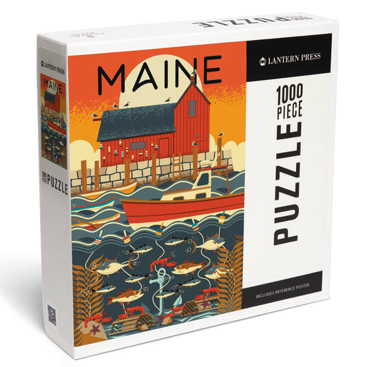 Maine Nautical Geometric Jigsaw Puzzle