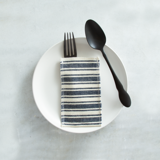 Cotton Stripe Coastal Silverware Pouch