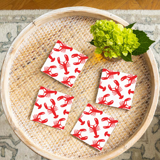 Repeating Lobster Wooden Coaster