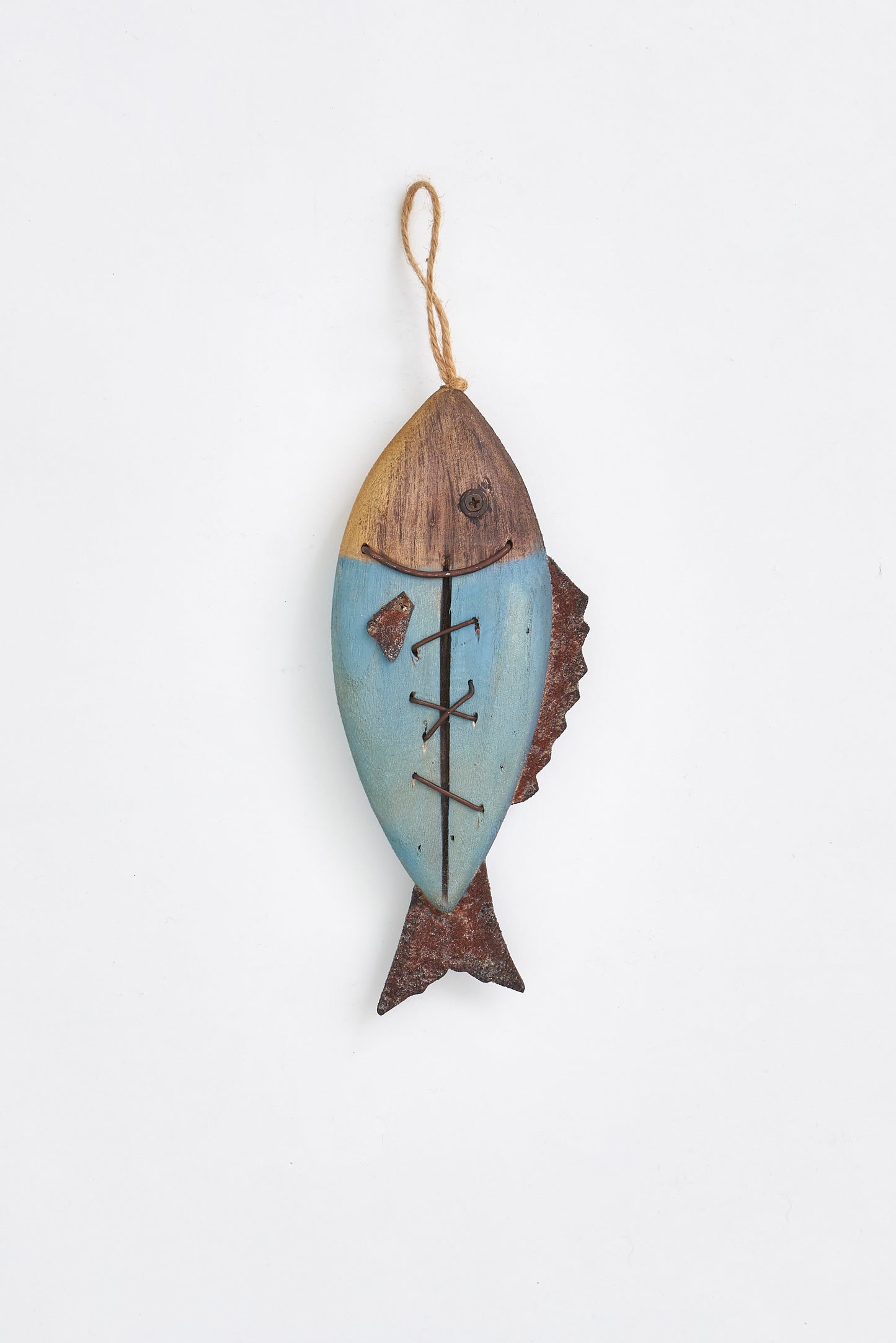 Rustic Suture Fish Pendant