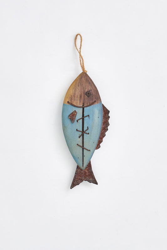 Rustic Suture Fish Pendant