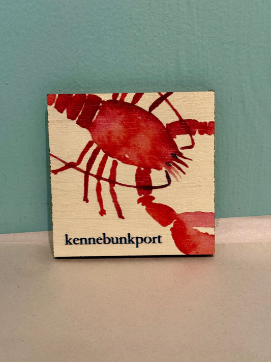 kennebunkport Watercolor Lobster Wooden Coaster