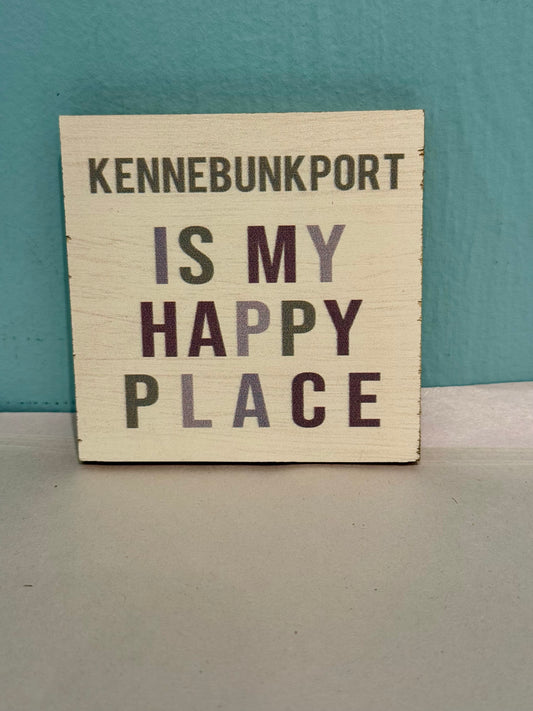 KENNEBUNKPORT Happy Place Wooden Coaster