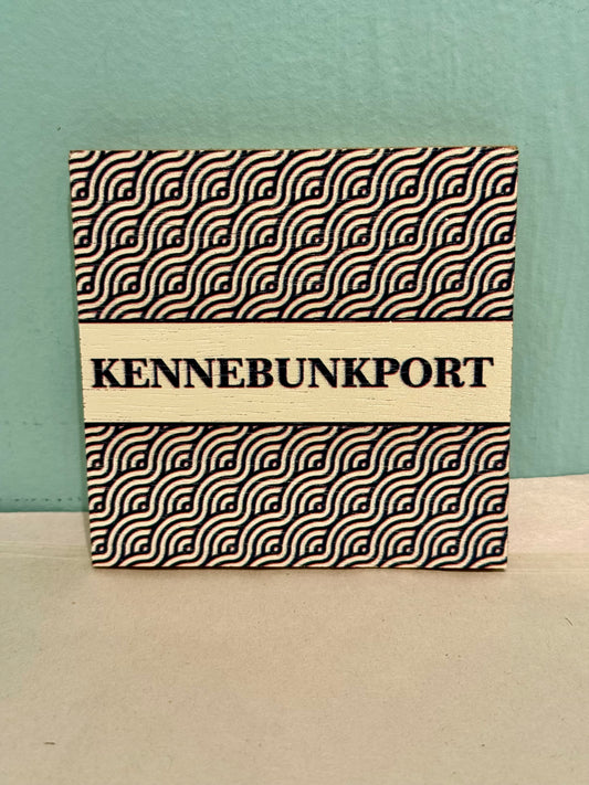 KENNEBUNKPORT Waves Wooden Coaster