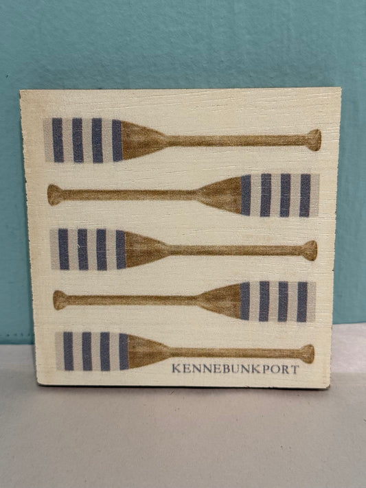 KENNEBUNKPORT Striped Oars Wooden Coaster