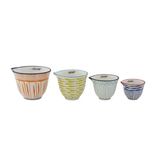 Bright Orange Striped Measuring Cup Set
