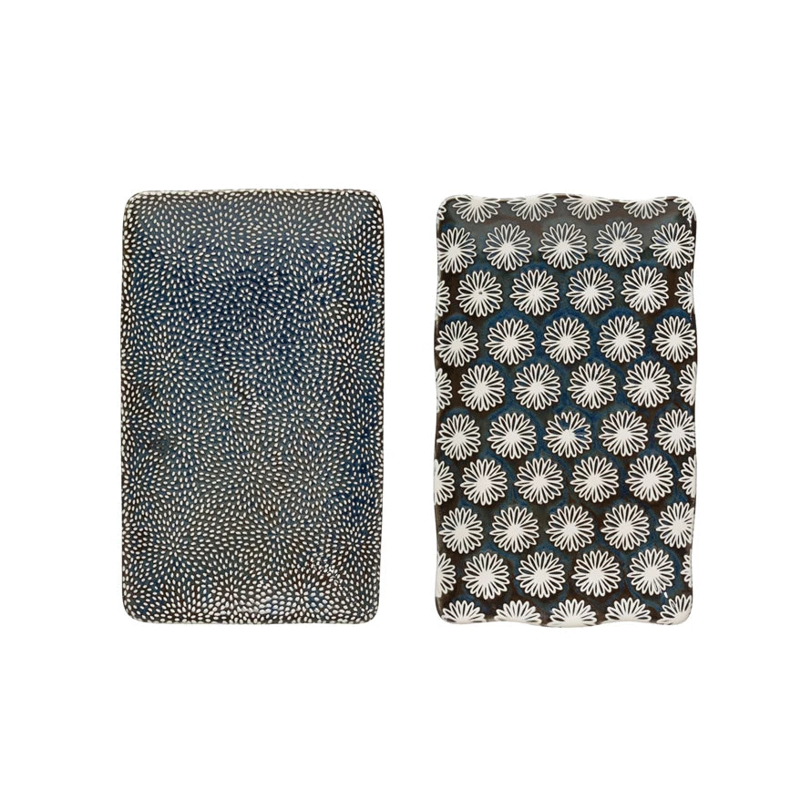 Black Patterned Stoneware Platter