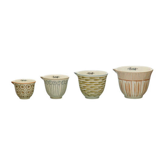 Muted Orange Striped Measuring Cup Set