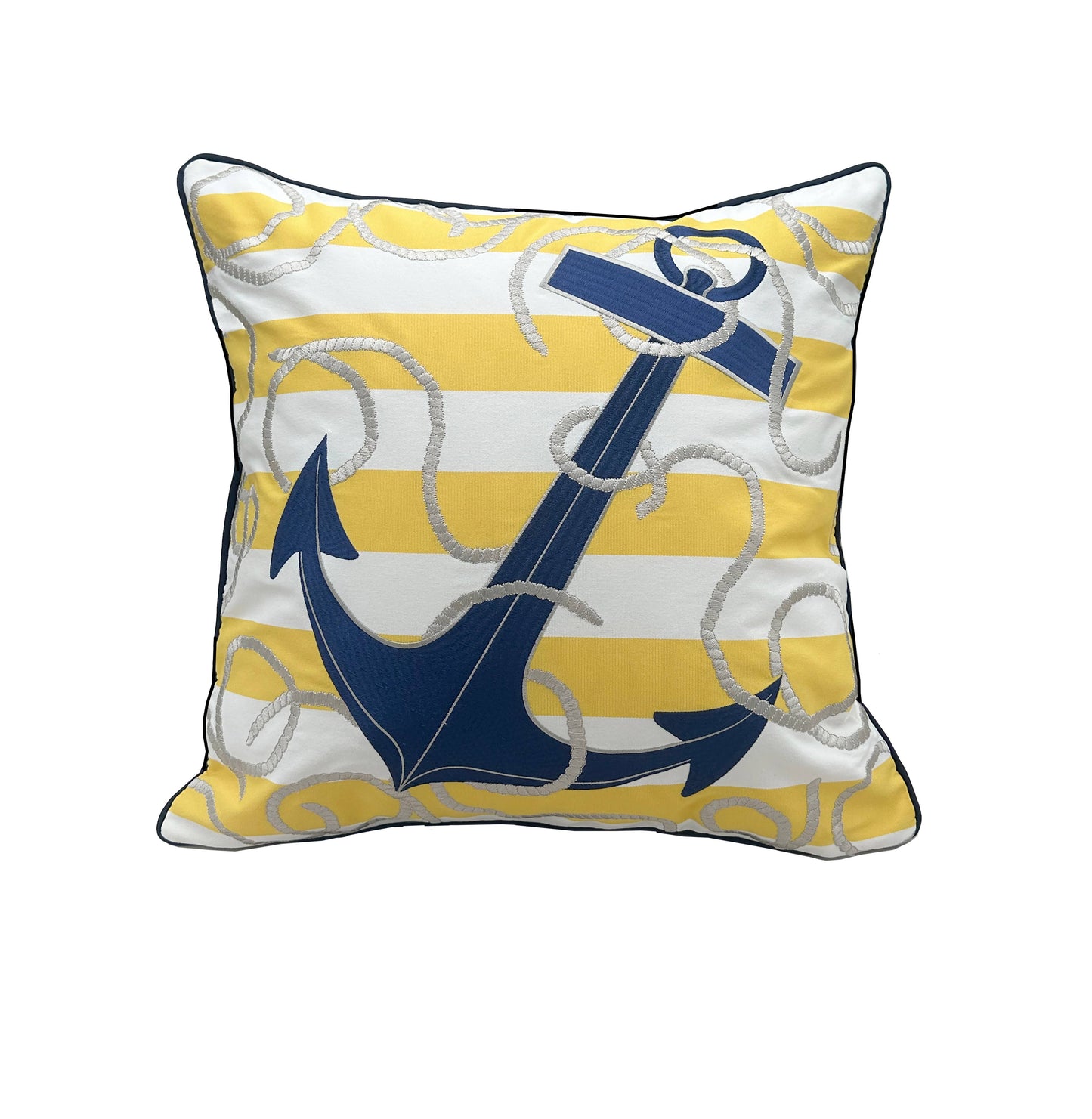 Yellow Strip Blue Anchor Pillow