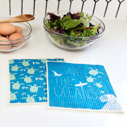 SAVE THE OCEANS blu Cloths Reusable Sponge-Cloth, Set of 2