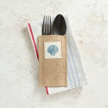 Blue Shell Silverware Pouch
