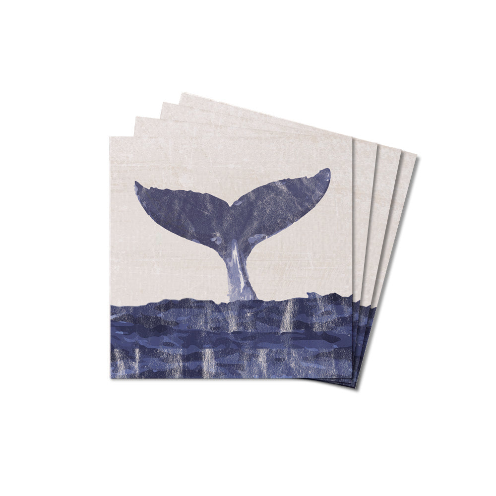 Indigo Whale Tail Wooden Coaster
