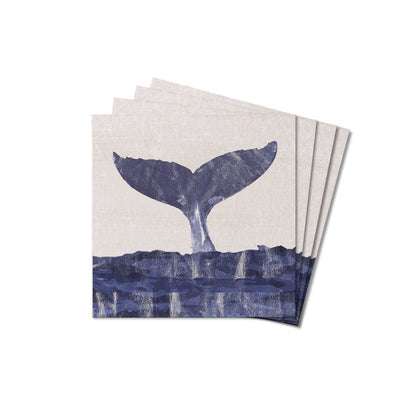 Indigo Whale Tail Wooden Coaster