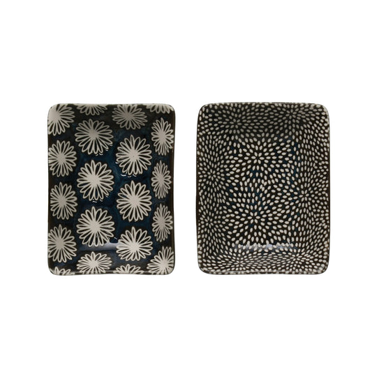 Black Patterned Stoneware Dish
