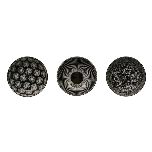 Black Patterned Stoneware Bowl