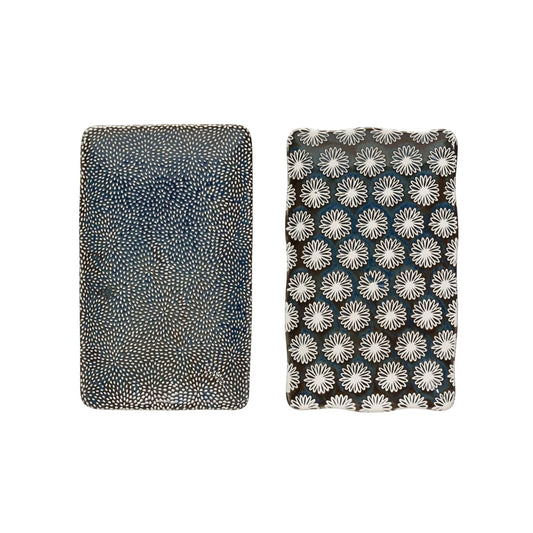 Black Patterned Stoneware Platter
