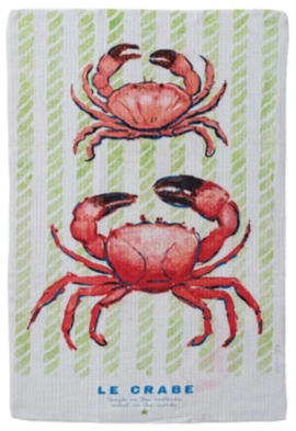 Crab Striped Tea Towel